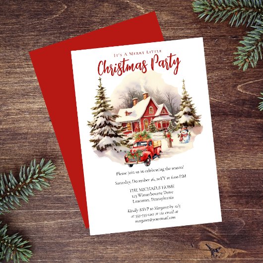 Nostalgisch  rood vrachtwagen kerstfeest kaart