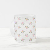 Nostalgisch Roos Patroon op getextureerd wit Matglas Koffiemok (Voorkant links)