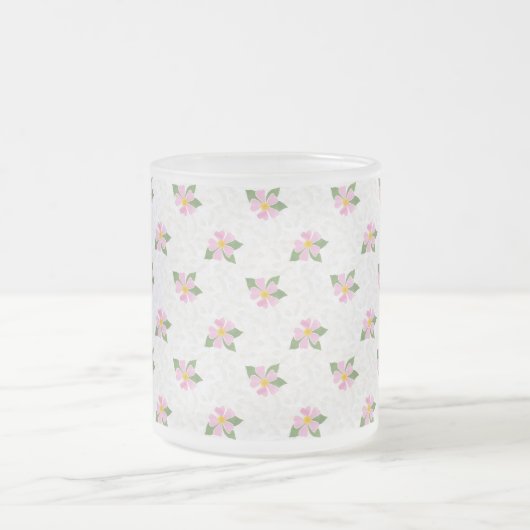 Nostalgisch Roos Patroon op getextureerd wit Matglas Koffiemok (Center)