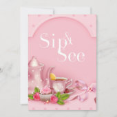 Nostalgisch roze theepartijtje Sip en zie Baby sho Kaart (Voorkant)