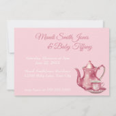 Nostalgisch roze theepartijtje Sip en zie Baby sho Kaart (Achterkant)