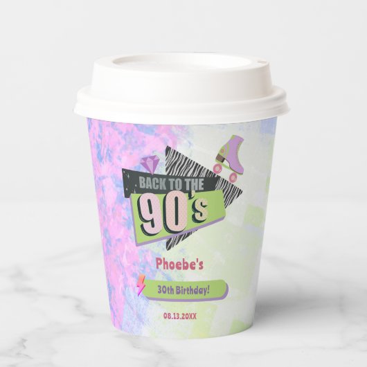 Nostalgisch Terug naar de jaren 90 Retro Verjaarda Papieren Bekers (Voorkant)