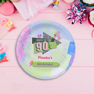Nostalgisch Terug naar de jaren 90 Retro Verjaarda Papieren Bordje