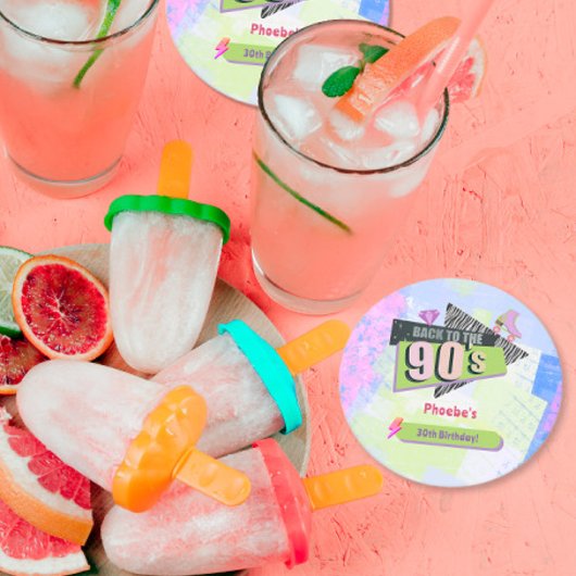 Nostalgisch Terug naar de jaren 90 Retro Verjaarda Ronde Kartonnen Onderzetter