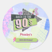 Nostalgisch Terug naar de jaren 90 Retro Verjaarda Ronde Sticker (Voorkant)