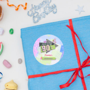 Nostalgisch Terug naar de jaren 90 Retro Verjaarda Ronde Sticker