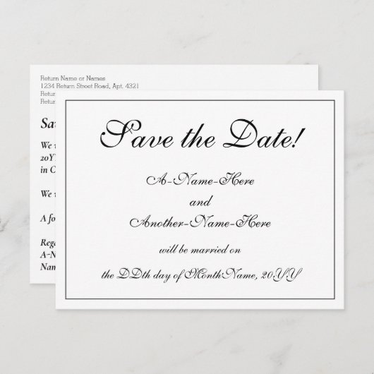 Nostalgisch, traditioneel "Save the Date!" Briefka Briefkaart (Voorkant / Achterkant)