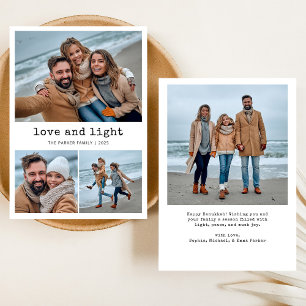 nostalgisch type Happy Hanukkah Family Photo Gri Feestdagenkaart