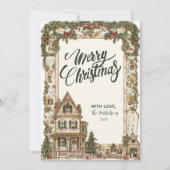 Nostalgisch vakantiehuis feestdagenkaart (Voorkant)