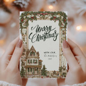 Nostalgisch vakantiehuis feestdagenkaart