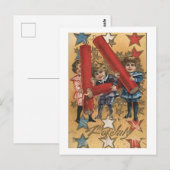 Nostalgisch Vier juli briefkaart Vuurwerk (Voorkant / Achterkant)