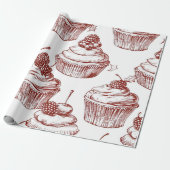 Nostalgisch Vintage Rode Kerst Cadeaupapier (Uitgerold)