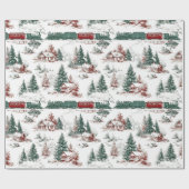 Nostalgisch Vintage Rood Groen Cadeaupapier (Vlak)