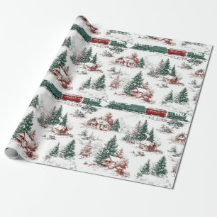 Nostalgisch Vintage Rood Groen Cadeaupapier