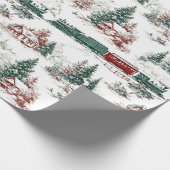 Nostalgisch Vintage Rood Groen Cadeaupapier (Hoek)