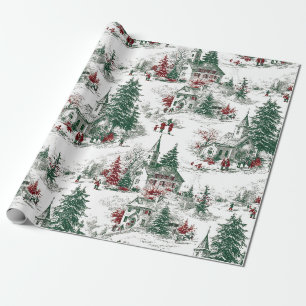 Nostalgisch Vintage Rood Groen Kerstmis Cadeaupapier