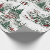 Nostalgisch Vintage Rood Groen Kerstmis Cadeaupapier (Hoek)