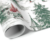 Nostalgisch Vintage Rood Groen Kerstmis Cadeaupapier (Rol Hoek)