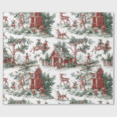 Nostalgisch Vintage Rood Groen Kerstmis Cadeaupapier (Vlak)
