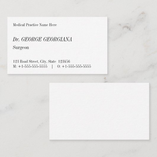 Nostalgisch Visitekaartje voor medische profession (Voorkant / Achterkant)