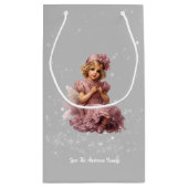 Nostalgisch Vrolijk Kerstfeest in vorst roze Klein Cadeauzakje (Achterkant)