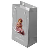 Nostalgisch Vrolijk Kerstfeest in vorst roze Klein Cadeauzakje (Achterkant Gekanteld)