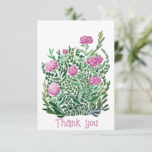 Nostalgische Abstracte bloemenflat dank u kaart (Staand voorkant)