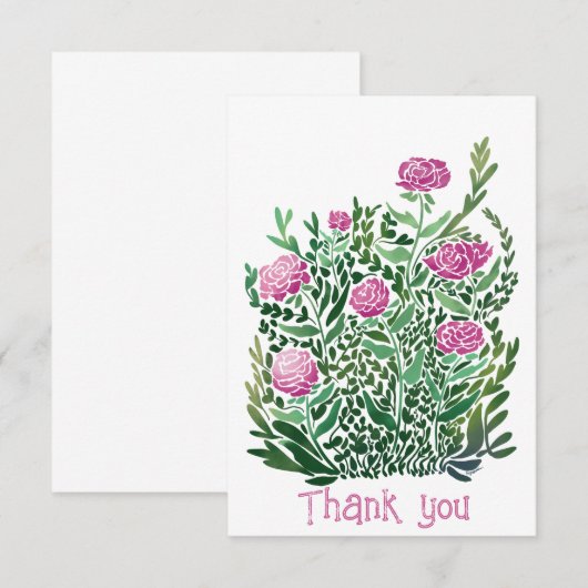 Nostalgische Abstracte bloemenflat dank u kaart (Voorkant / Achterkant)