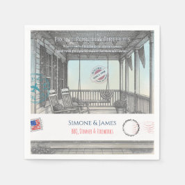 Nostalgische Amerikaanse veranda 4 juli decoratie Servet