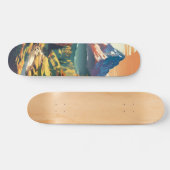 Nostalgische anime-stijl bergscène persoonlijk skateboard (Horizontaal)