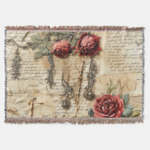 Nostalgische antieke bloemrijke liefdesbrief deken