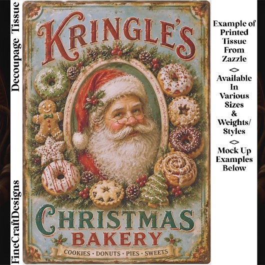 Nostalgische bakkerijwinkelbord van Kerstman FQ3 d Tissuepapier