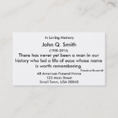 Nostalgische bergen Funeral en Memorial Card Hz Visitekaartje (Achterkant)