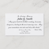 Nostalgische bergen Water Funeral Memorial Card Visitekaartje (Achterkant)