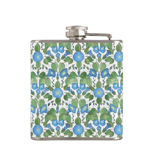 Nostalgische blauw-morning Glory Hip Flask Heupfles (Achterkant)