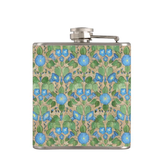 Nostalgische blauw-morning Glory Hip Flask Heupfles (Achterkant)