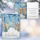 Nostalgische Blauwe Kerstkaart voor op straat Kaart