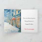 Nostalgische Blauwe Kerstmis Straat Wenskaart Kaart (Binnen)