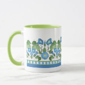 Nostalgische Blauwe Morgen Glorie Bloemrand, Wit Mok (Links)