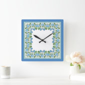 Nostalgische Blauwe Morning Glory Vierkante Wandkl Vierkante Klok (Huis)