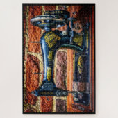 Nostalgische blauwe naaimachine legpuzzel (Verticaal)