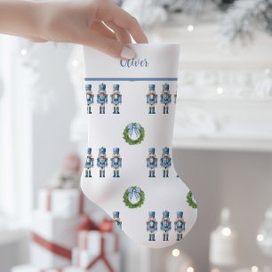 nostalgische blauwe nostalgische notenkraker kleine kerstsok