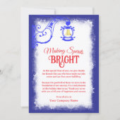 Nostalgische blauwe, rode, gouden bel kerstkaart (Voorkant)