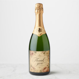 nostalgische bloemen champagne fles label sparkling wijnetiket