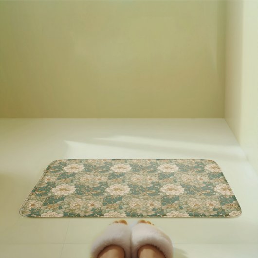 Nostalgische bloemen in  tinten badmat