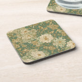 Nostalgische bloemen in  tinten bier onderzetter (Linkerzijde)