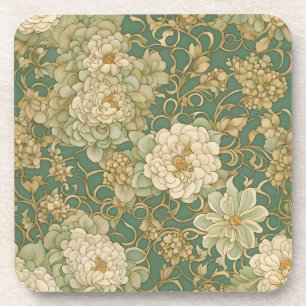 Nostalgische bloemen in  tinten bier onderzetter