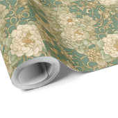 Nostalgische bloemen in tinten cadeaupapier (Rol Hoek)