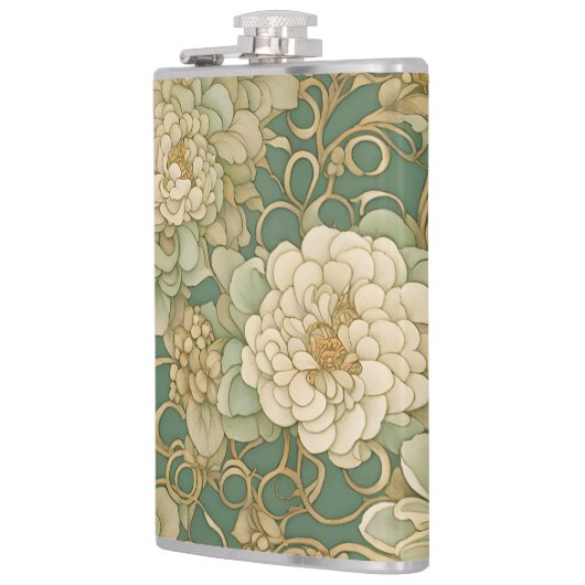 Nostalgische bloemen in  tinten heupfles (Links)