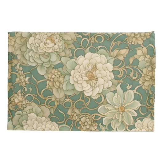 Nostalgische bloemen in  tinten kussensloop (Achterkant)